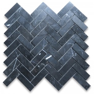 Nero marquina 1x3 rybí mozaiková dlaždice leštěná