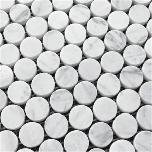 Bianco carrara white honed 3\/4 penny rounds mozaikové dlaždice